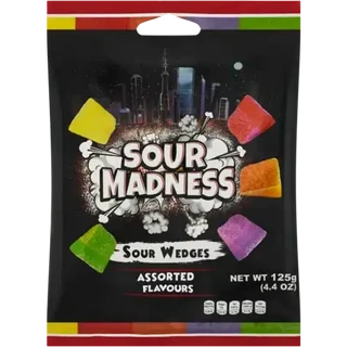 Sour Madness Assorted Flavours Sour Wedges 125g