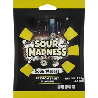 Sour Madness Passion Fruit Flavoured Sour Wedges 125g