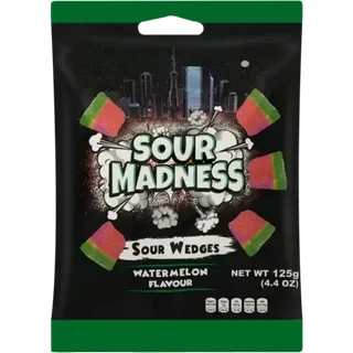 Sour Madness Watermelon Flavour Sour Wedges 125g